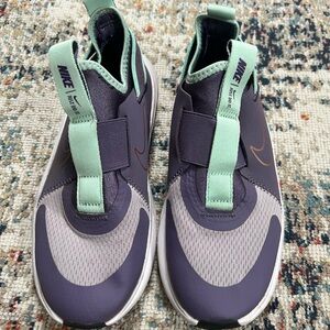 Nike Sneakers in Purple and Green with Slip-On Design and High Collar